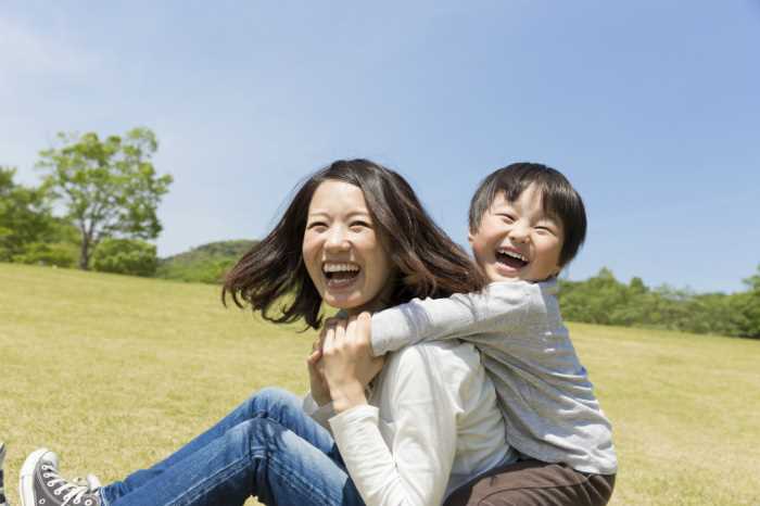 A happy mother and son 